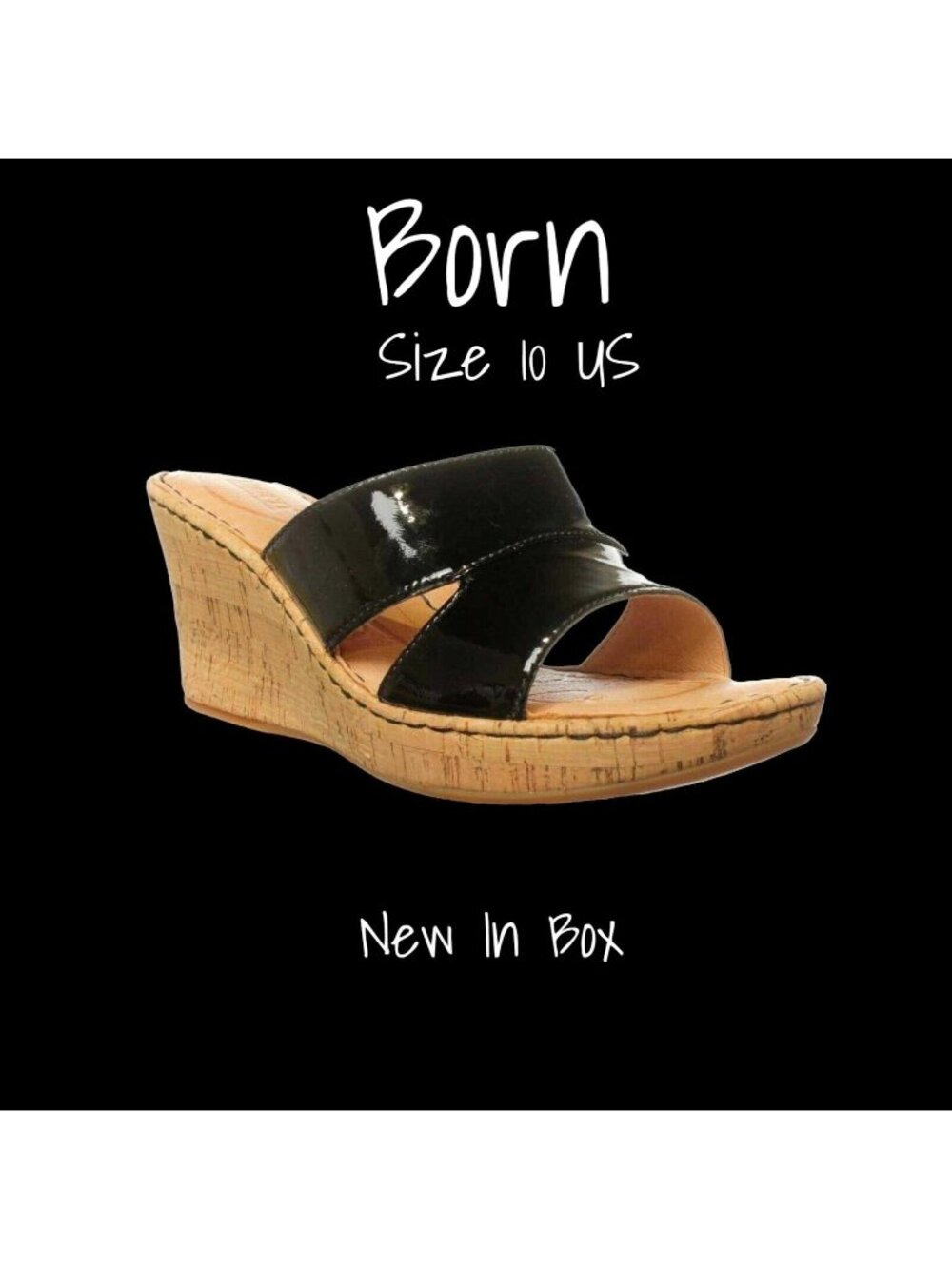 Born Zefira Women's Open Toe Leather Platform Sandals - Black US 10 - New In box